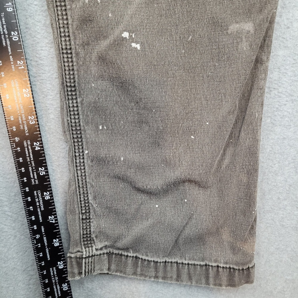 Carhartt Carpenter Pants Mens 36x32 Gray Relaxed Fit Distressed Paint Splatter - Picture 2 of 8